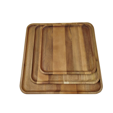 Acacia Wooden Tray Rectangular Coffee Breakfast Bread Fruit