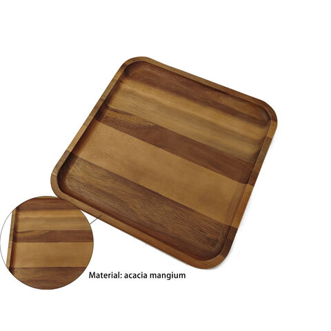 Acacia Wooden Tray Rectangular Coffee Breakfast Bread Fruit