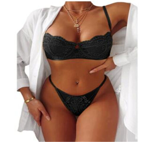 Sexy Black Plus Size Bra & Panty Sets (Women's)