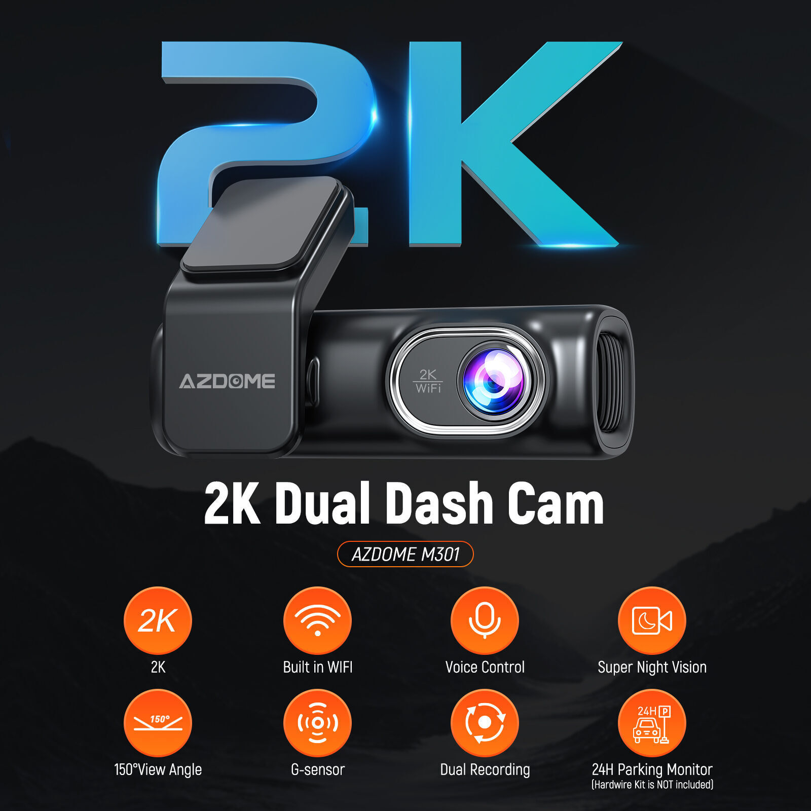 AZDOME 5G WiFi 3 Channel Dash Cam, Dash Camera Front and Rear 4K+1K Free