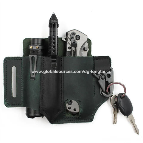 With Key Holder Multi Tool Pouch, Leather Belt Loop Waist Multitool  Sheath,EDC Multitool Sheath for Belt for Training, Camping, Climbing