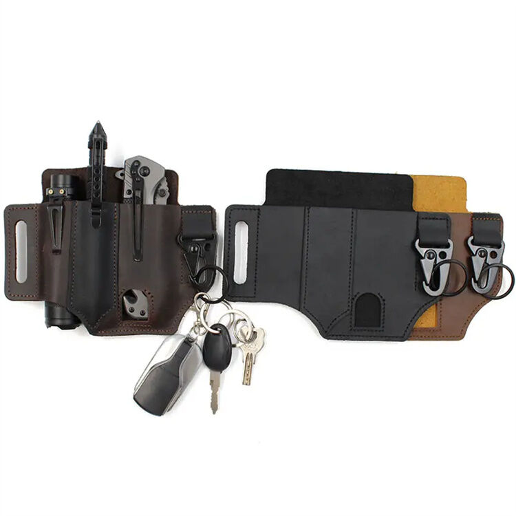 With Key Holder Multi Tool Pouch, Leather Belt Loop Waist Multitool  Sheath,EDC Multitool Sheath for Belt for Training, Camping, Climbing