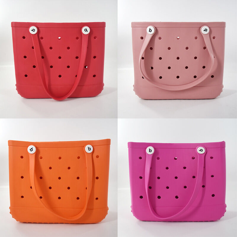 Beach Bag Large Rubber Beach Tote Bag With Holes Open Tote Handbag Bogg ...