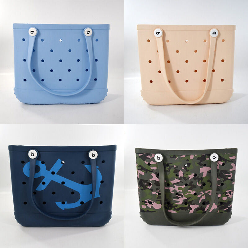 Beach Bag Large Rubber Beach Tote Bag With Holes Open Tote Handbag Bogg ...