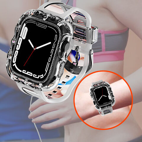 Silicone Strap Band Transparent Case For Apple Watch 40/41/44/45mm