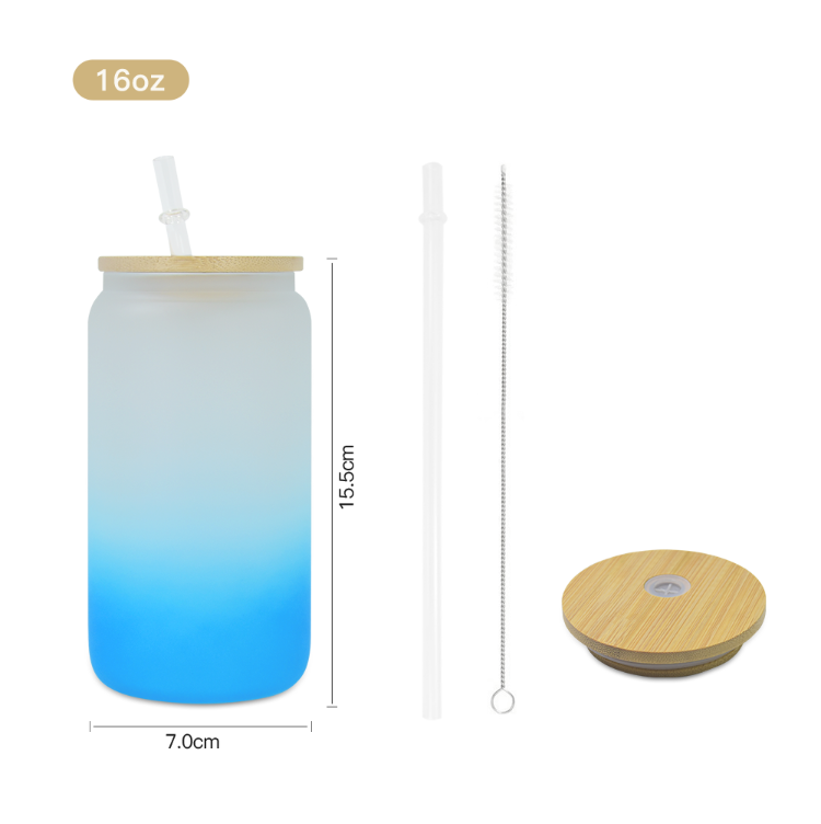 Buy Wholesale China Agh China Usa Warehouse 16oz Gradient Colored Frosted  Sublimation Glass Beer Can Mason Jar With Bamboo Lid And Plastic & 16oz  Sublimation Glass Beer Can at USD 1.89