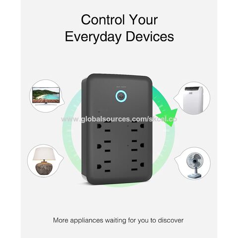 GHome Smart Regleta de alimentación, 3 puertos USB y 3 tomas inteligentes  controladas individualmente, protector de sobretensiones WiFi funciona con