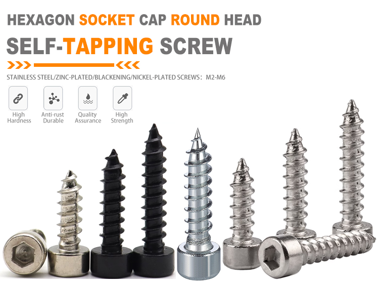 Cap Inner Tapping Zinc Plated Carbon Steel Hex Socket Cap Round Head Self Tapping Screw ...