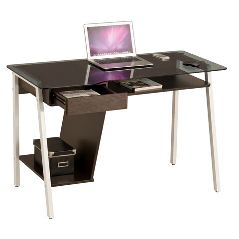 Tempered Glass Computer Desk Modern Student Writing Study Desk,Small  Computer Desk,Home Office Desk