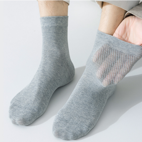 Chaussettes d'été en coton en gros, maille fine, mi-mollet, pour hommes d'affaires