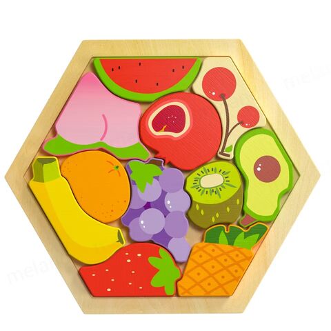 120pcs Forme Géométrique Cercle En Bois Puzzle 3D Montessori