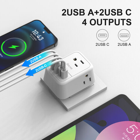 Power Strip Plug Extension Socket Power Cube USB Outlets Eu Plug Terminal  with Wall Adapter 250V with USB Type-C Multi Outlet