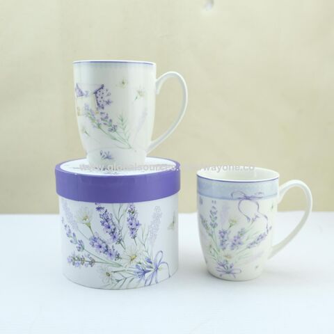 Lavender and Rose Porcelain Mug in Gift Box