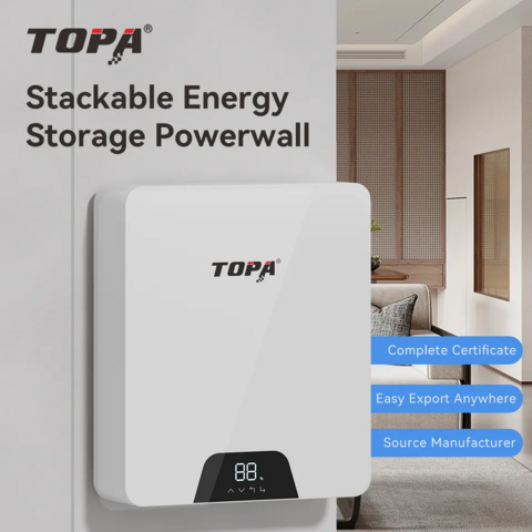Système de Stockage d'Énergie Solaire TOPA 5KWh 51.2V 100Ah Batterie LiFePO4 6000 Cycles Source d'Alimentation Lithium-ion