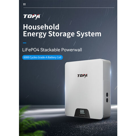 Système de Stockage d'Énergie Solaire TOPA 5KWh 51.2V 100Ah Batterie LiFePO4 6000 Cycles Source d'Alimentation Lithium-ion