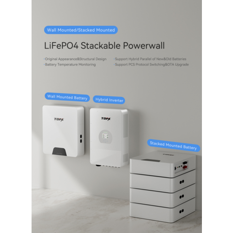 Système de Stockage d'Énergie Solaire TOPA 5KWh 51.2V 100Ah Batterie LiFePO4 6000 Cycles Source d'Alimentation Lithium-ion