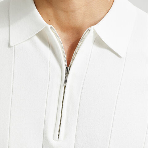 Zipped Lapel Neckline Shirt British Style Men Top Soft Breathable