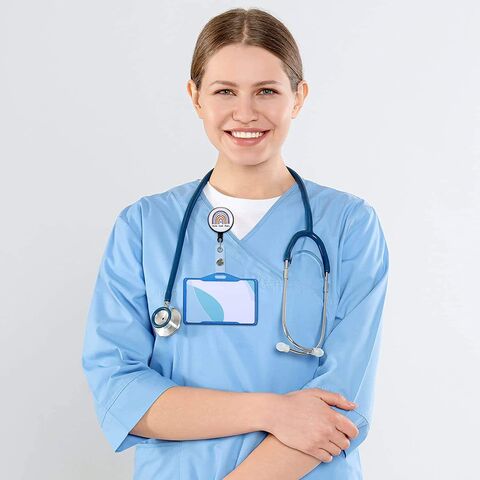 Personalized ID Badge Rainbow Badge Reel, Stethoscope Badge Reel Nurse ID  Badge Custom Badge Reel Name Badge Reel Badge for Nurse 