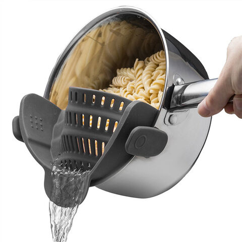 Gadjit Pasta Strain & Serve (Black) - Pot Strainer, Two Sided Kitchen