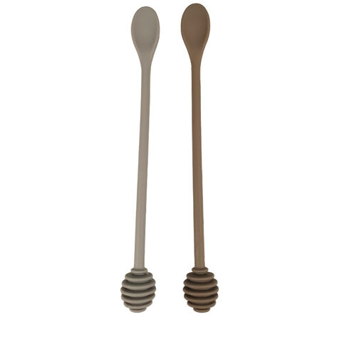 Honey Bear Kitchen Silicone Stirring Spoon (Set of 2, Black Bear Black) for  Coffee & Tea