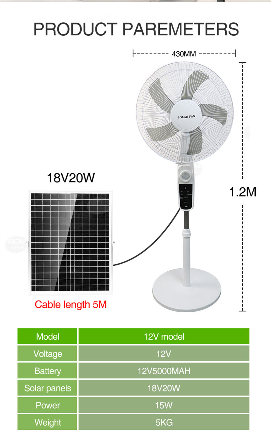 Buy Wholesale China Rechargeable Solar Charging 12v Dc 16 Inch 20w Solar Stand Fan 4 Speed 4512