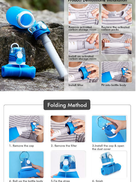 Filter Bottle Silicone Foldable Water Filter Bottle Hiking Supplier –  Shenzhen Kean Silicone Product Co.,Ltd.