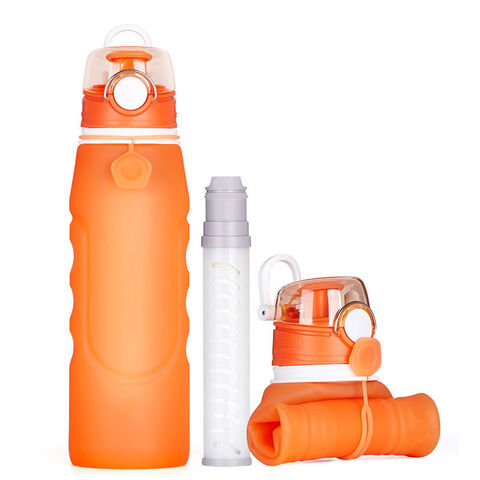 Collapsible Silicone Water Bottle 17oz BPA Free FDA Approved