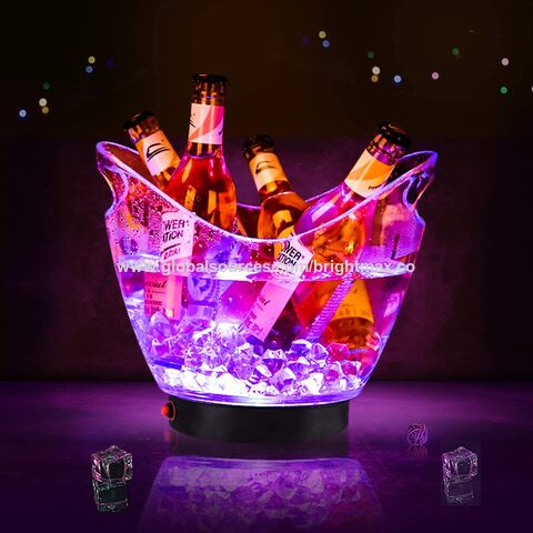 Cubiteras LED de 5L, Plástico PS+ABS transparente, Colores RGB cambiantes, para fiestas, bares, hogar, KTV y clubes