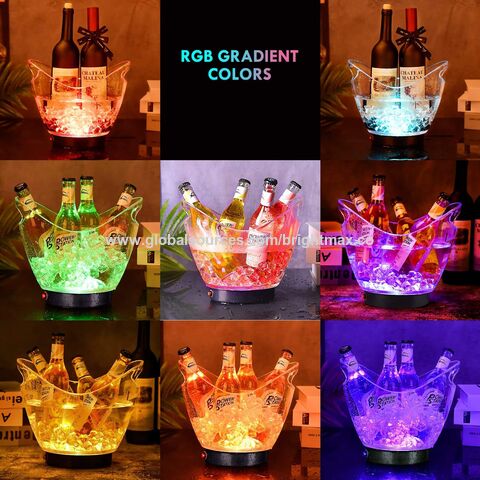 Cubiteras LED de 5L, Plástico PS+ABS transparente, Colores RGB cambiantes, para fiestas, bares, hogar, KTV y clubes