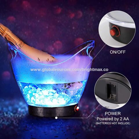 Cubiteras LED de 5L, Plástico PS+ABS transparente, Colores RGB cambiantes, para fiestas, bares, hogar, KTV y clubes