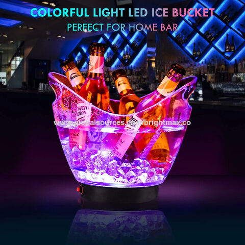 Cubiteras LED de 5L, Plástico PS+ABS transparente, Colores RGB cambiantes, para fiestas, bares, hogar, KTV y clubes
