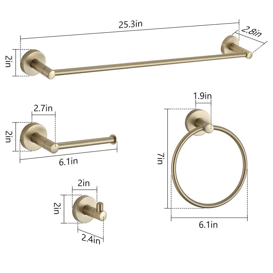 thumbnail image 2 of Modern Bathroom Accessories Set - Polished Chrome Solid Brass Hardware With Squared Design 2 of 10