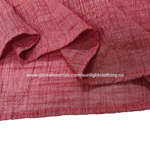 Pure Khadi Cotton Red Tops For Women Black Stripped, Casual Wear