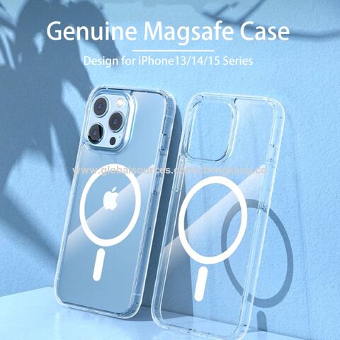 Coque iPhone 13 revêtement métallique Magsafe transparent (bleu