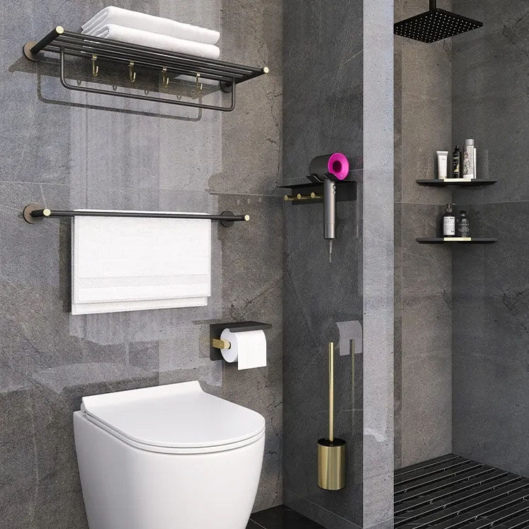 6 Pcs Matte Black Bathroom Accessories Set 304 Stainless Steel Bathroom  Hardware