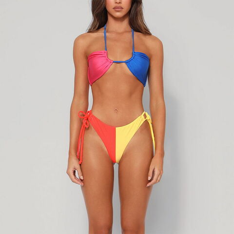 Sexy tanga brasileña Bikini Mujer Traje de baño Mujer 2022 Vendaje Traje de  baño sólido Micro Bikini Set Traje de baño Traje de baño de verano