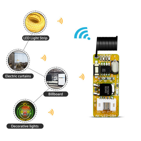 Buy Wholesale China Wireless Receiver Module Led Lighting Control Billboard  Decorative Lights Miniature Low Power Delay Rf Remote Control Ak-led-09a & Remote  Control at USD 1.49