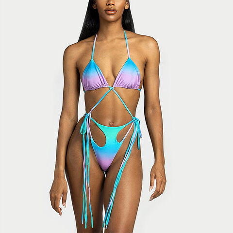 Wholesale Eco-Friendly Adult Women Sexy Bikini Breathable Solid