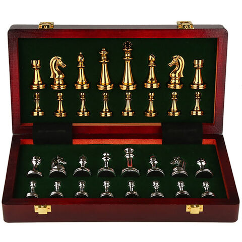 Source Wood chess game set luxury gold chess set decorative