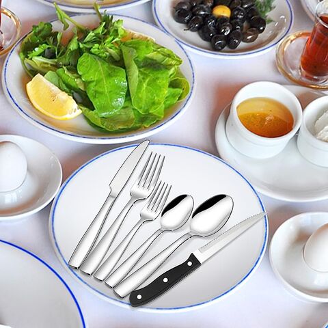 3pcs/set Dinnerware Portable Printed Stainless Steel Spoon Fork Steak Knife  Set Travel Cutlery Table