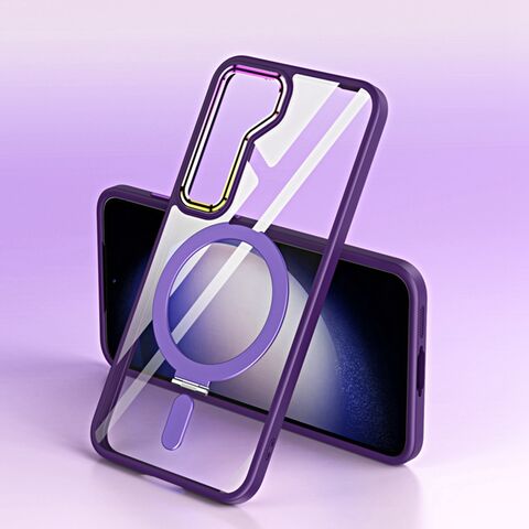 For Samsung Galaxy Z Flip5 GKK Ultra-thin PC Full Coverage Ring Holder  Phone Case with Strap(Purple)