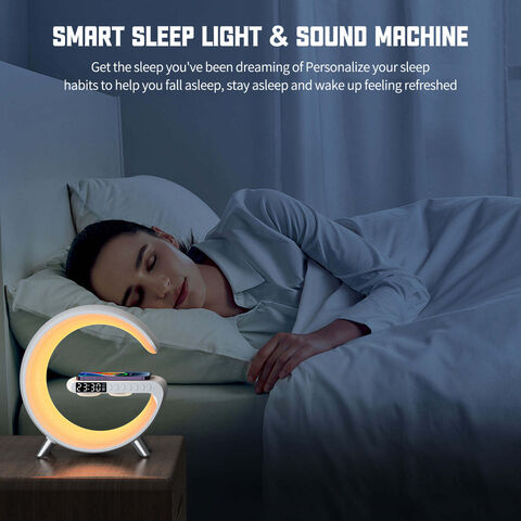 Compre Luz Inteligente Máquina De Sonido Reloj Despertador Amanecer Lámpara  Mesa Con Estación Carga Inalámbrica Muelle Para Dormir y Lámparas De Mesa  de China por 22 USD