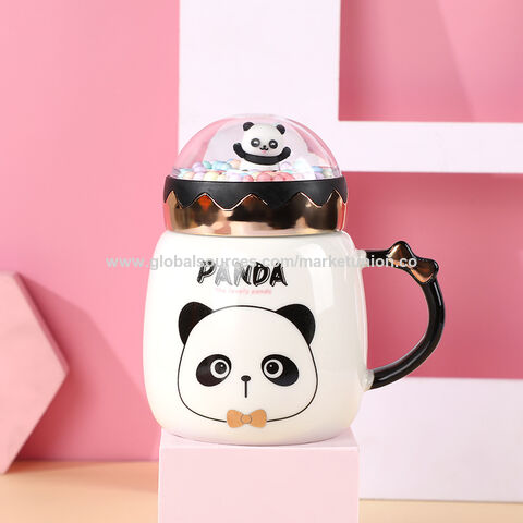 Porcelain Panda Mug with Lid and Spoon - Cute Panda Cup in 4 Models