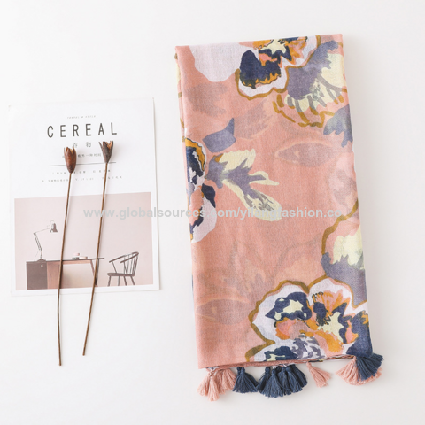 Women's Cotton Scarf Fashion Splash Ink Flower Fashion Sun