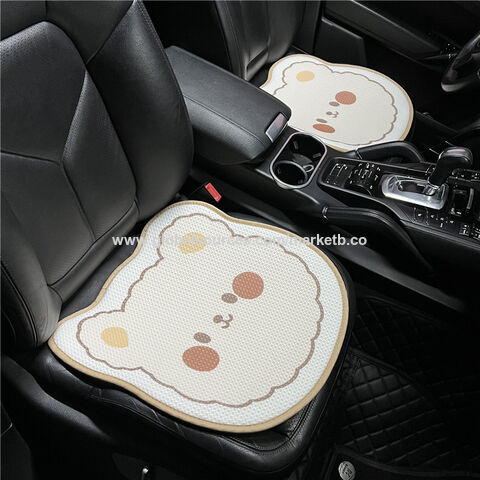 New Cartoon Bear Car Seat Cushion Pad Cellular Seat Covers Four Season  Universal Breathable Anti Slip Ice Silk Auto Cushion Set