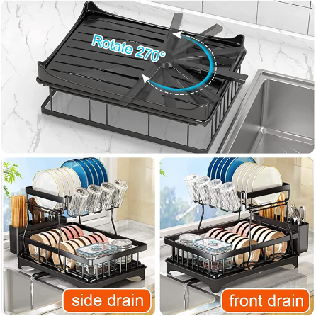 Detachable Multifunction Countertop Kitchen Dish Rack Drainer 2 Tier ...