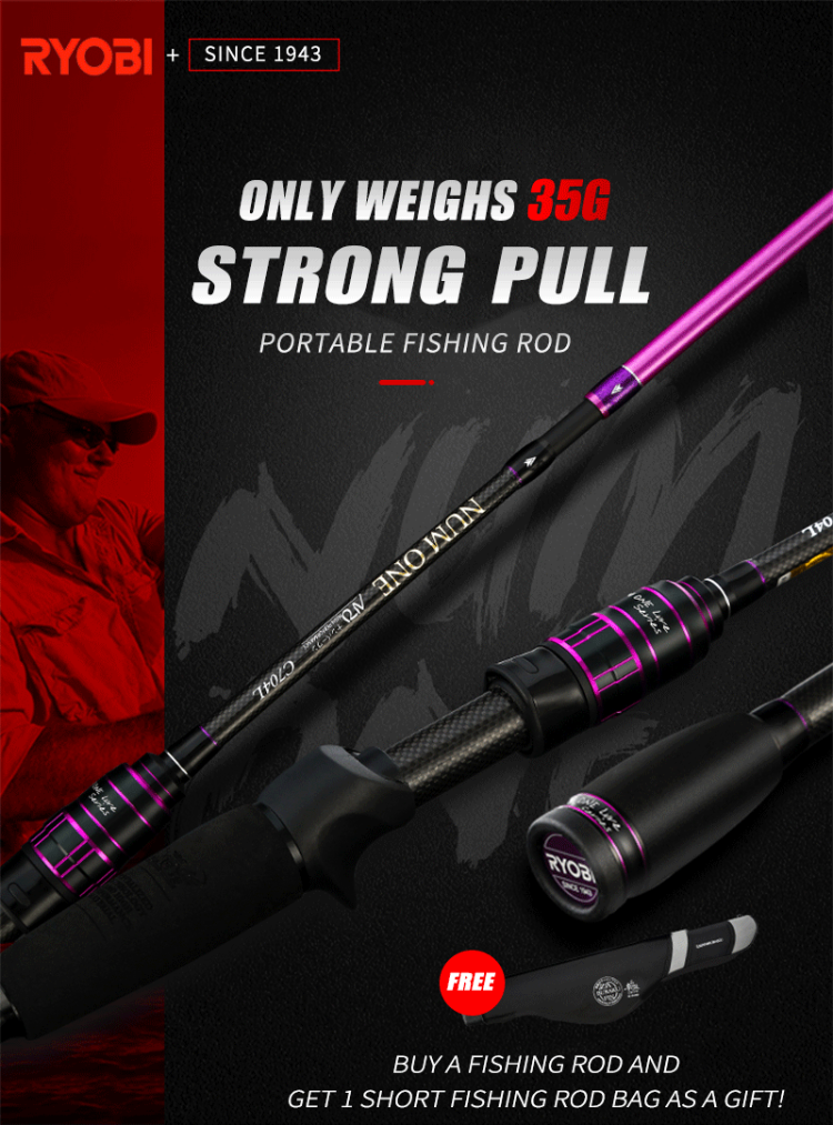 Spinning Fishing Rod Travel Portable Carbon Fiber - 4 Section