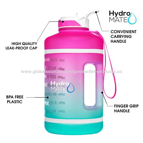 HydroMATE 32 oz Water Bottle with Time Markers Flip Top - HydroMate