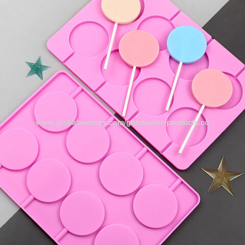 12 Cavities Round Silicone Mold for Lollipop Chocolate Hard Candy Cake  Decorating With 12pcs Paper Stick