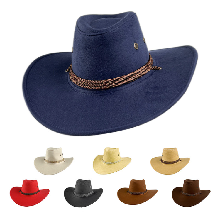 Cowboy Hat For Men Women Outdoor Wide Brim Faux Leather Summer